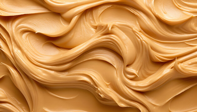 Brown peanut paste texture, peanut butter top view