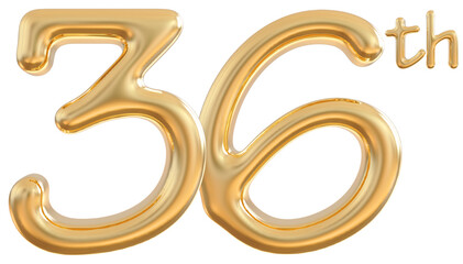 36 th anniversary gold 3d number