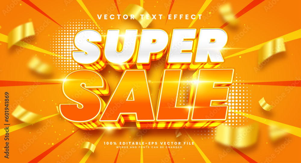 Poster super sale 3d editable vector text style effect. vector text effect with luxury concept.