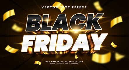 Black friday 3d editable vector text style effect. Vector text effect with luxury concept.