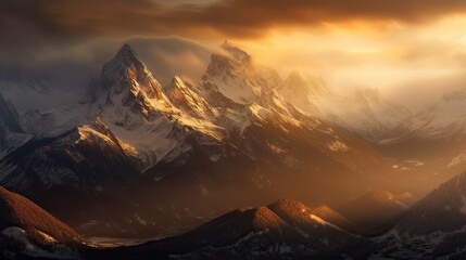 mountain range at golden hour