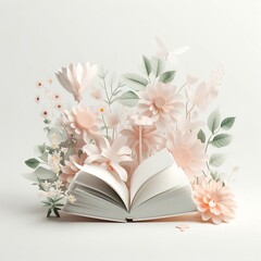 book with blooming flowers