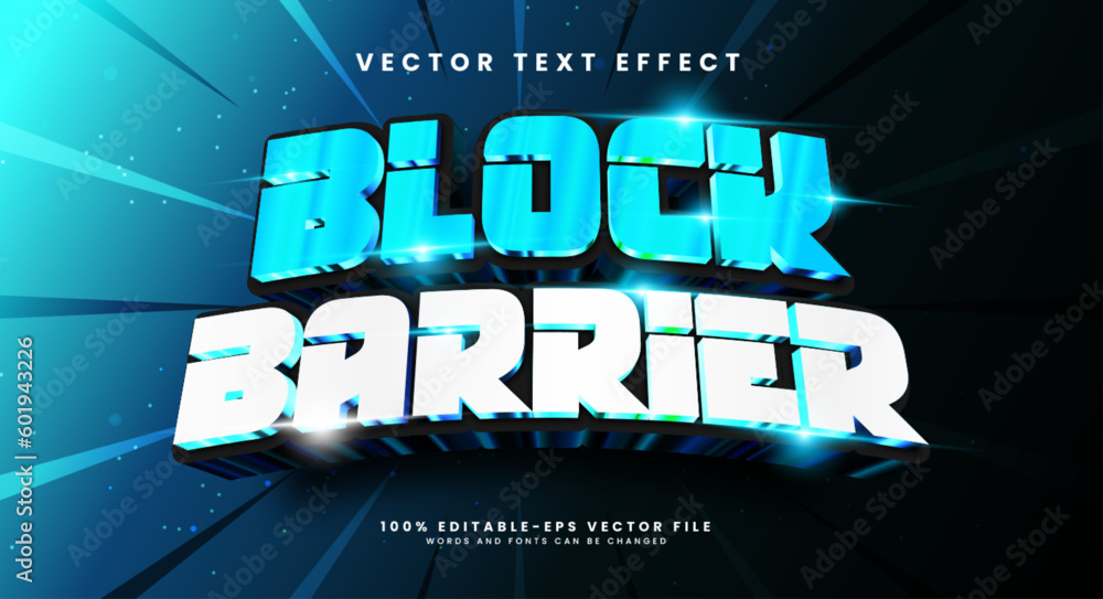 Poster block barrier 3d editable vector text style effect. vector text effect with luxury concept.