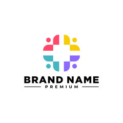 Obraz premium PEOPLE HEALTH CARE GROUP LOGO COLORFUL VECTOR ICON ILLUSTRATION