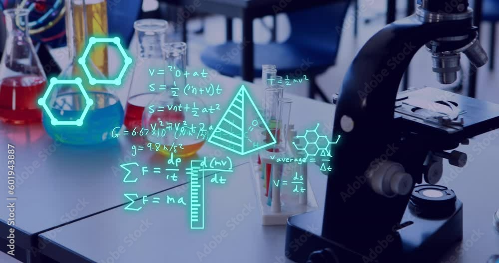 Poster animation of scientific data processing over laboratory