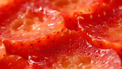 Macro texture of slice strawberry