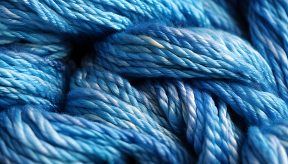 Macro of variegated blue spool of yarn texture