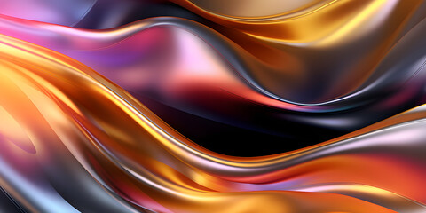 Fototapeta premium Abstract waves, Metallic wavy liquid background layout design tech innovation