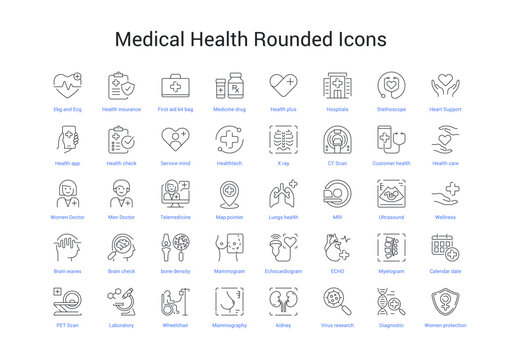 Dark grey color Medical Health Rounded Icons Bold Stroke