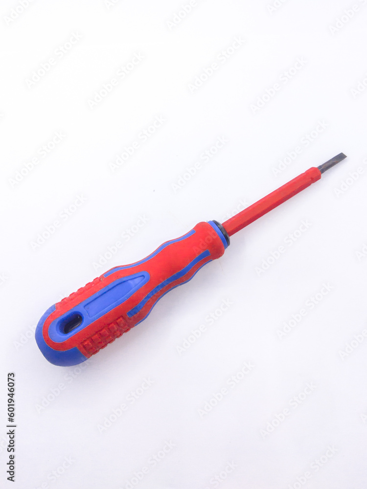 Wall mural screwdrivers are red and blue