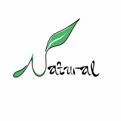 natural lettering with leaf decoration
