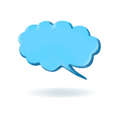 3D render blue retro speech bubble, talk cloud