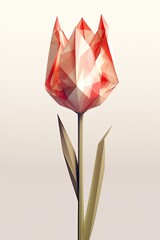 red tulip on white background made with polygons created using generative AI tools