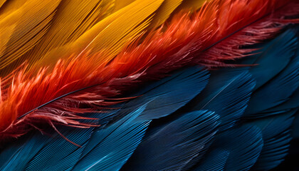 Vivid Beautiful Macaw feather texture, Exotic Blue Parrot Stunning Plumage