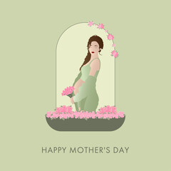 Fototapeta na wymiar Minimalist illustration of pregnant woman for mother's day