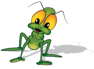 Green Long-legged Beetle with Big Yellow Eyes