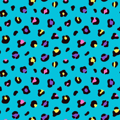 Bright blue camouflage leopard spots pattern
