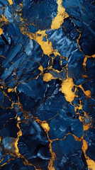 Obraz na płótnie Canvas Beautiful Pleasant Blue Marble Iridescence With Gold Veins Created With The Help Of Artificial Intelligence