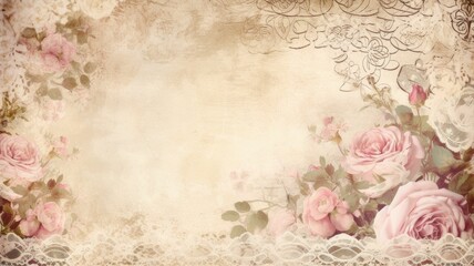 vintage background with rose frame. Generative AI