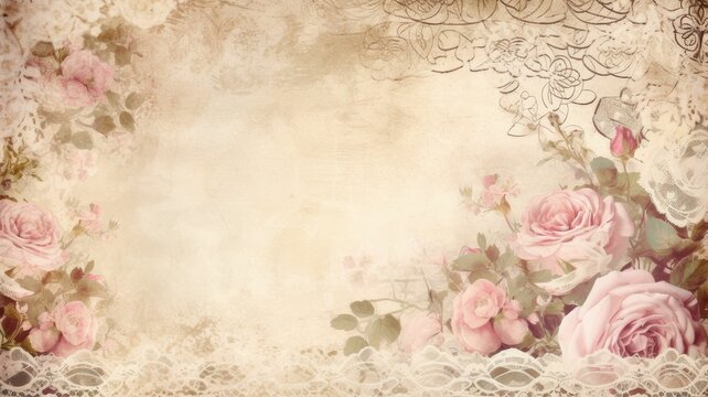 vintage background with rose frame. Generative AI