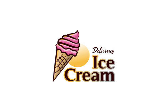 Soft sweet pink gelato ice cream logo vector design