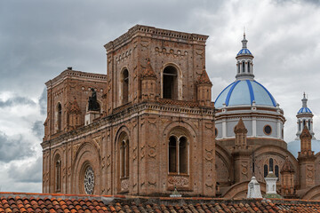 Fototapeta na wymiar New Cathedral towers and dome, Cuenca, Ecuador.