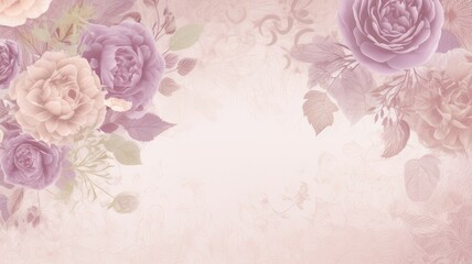 background with pink roses. Generative AI