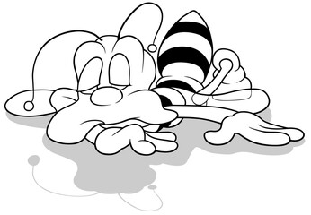 Drawing of a Cute Sleeping Wasp - 601952243