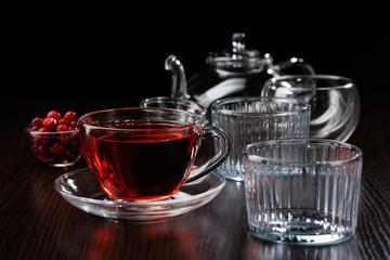 Glass tea utensils. Selective focus, close-up.