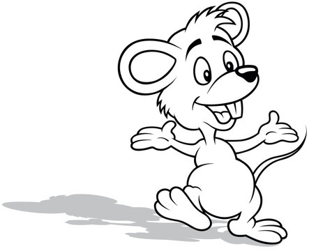 Drawing of a Cute Little Mouse with a Smile and Open Arms
