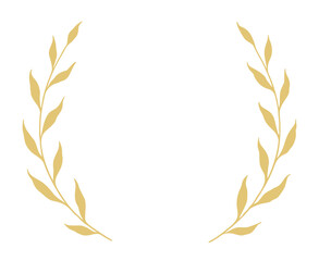 Golden laurel wreath frame with leafy branches