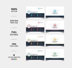 Modern vector elegant 4 color variation business card template