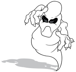 Drawing of a Spooky Hovering Ghost