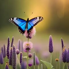 Obraz premium butterfly with flower illustration image, ai generated