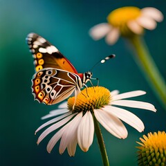 Fototapeta na wymiar butterfly with flower illustration image, ai generated