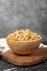 Dried mulberry. Sun-dried organic white dried mulberry in wooden bowl. Superfood, Vegetarian food concept. healthy snacks