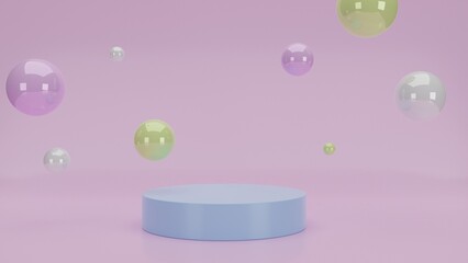  podium with geometric shapes and nature background 3d 