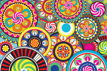 Colorful Banner ornamental mandala design background. Vintage poster decorative elements. Islam, Arabic, Indian motifs. Perfect for printing on fabric or paper.