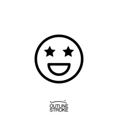 star eyes face emoji icon outline editable stroke vector illustration eps