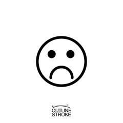 sad face emoji icon outline editable stroke vector illustration eps