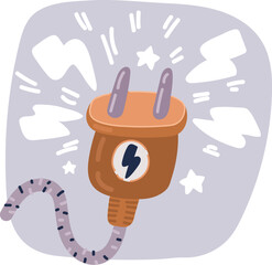 Electric socket with a plug. Connection and disconnection concept. Concept of 404 error connection. Electric plug and outlet socket unplugged. Wire, cable of energy disconnect - stock vector