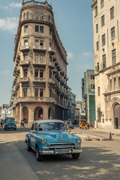 Moure bank building in Havana Cuba, Dragones street, entrance to Chinatown