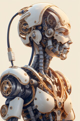 ai generated portrait of a  futuristic armored humanoid cyborg robot 