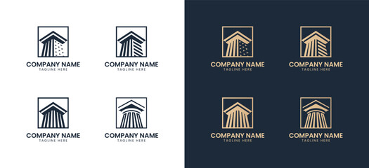 Law Firm Pillar Logo Template. Column Vector Designs Set
