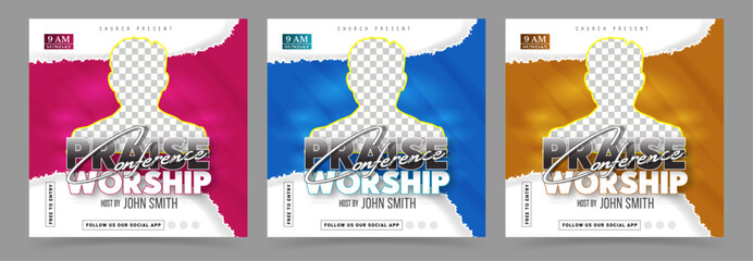 church conference flyer social media post web banner template