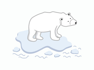 Polar Bears on Melting Ice Due to the Effect of Global Warming