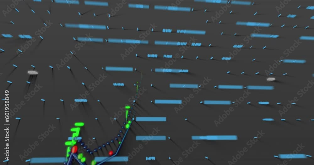 Poster Animation of financial data processing against grey background