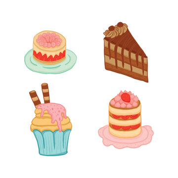 Sweet Dessert and Cake Illustration Design