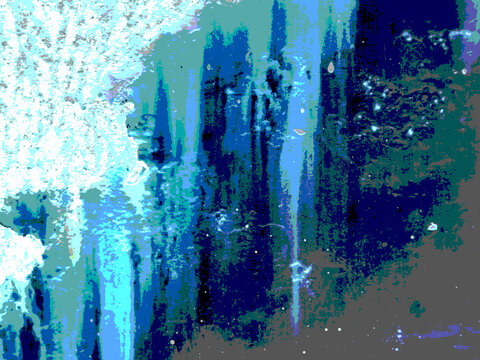 The background has an unusual and colorful pattern.
