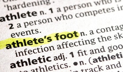 close up photo of the words athletes foot